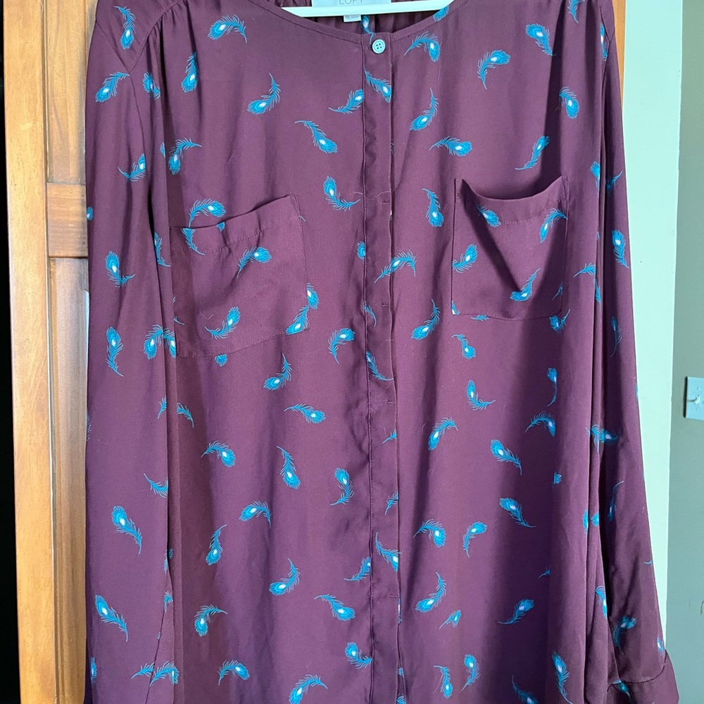 XXL LOFT Burgundy Blouse Top EUC 18 Plus